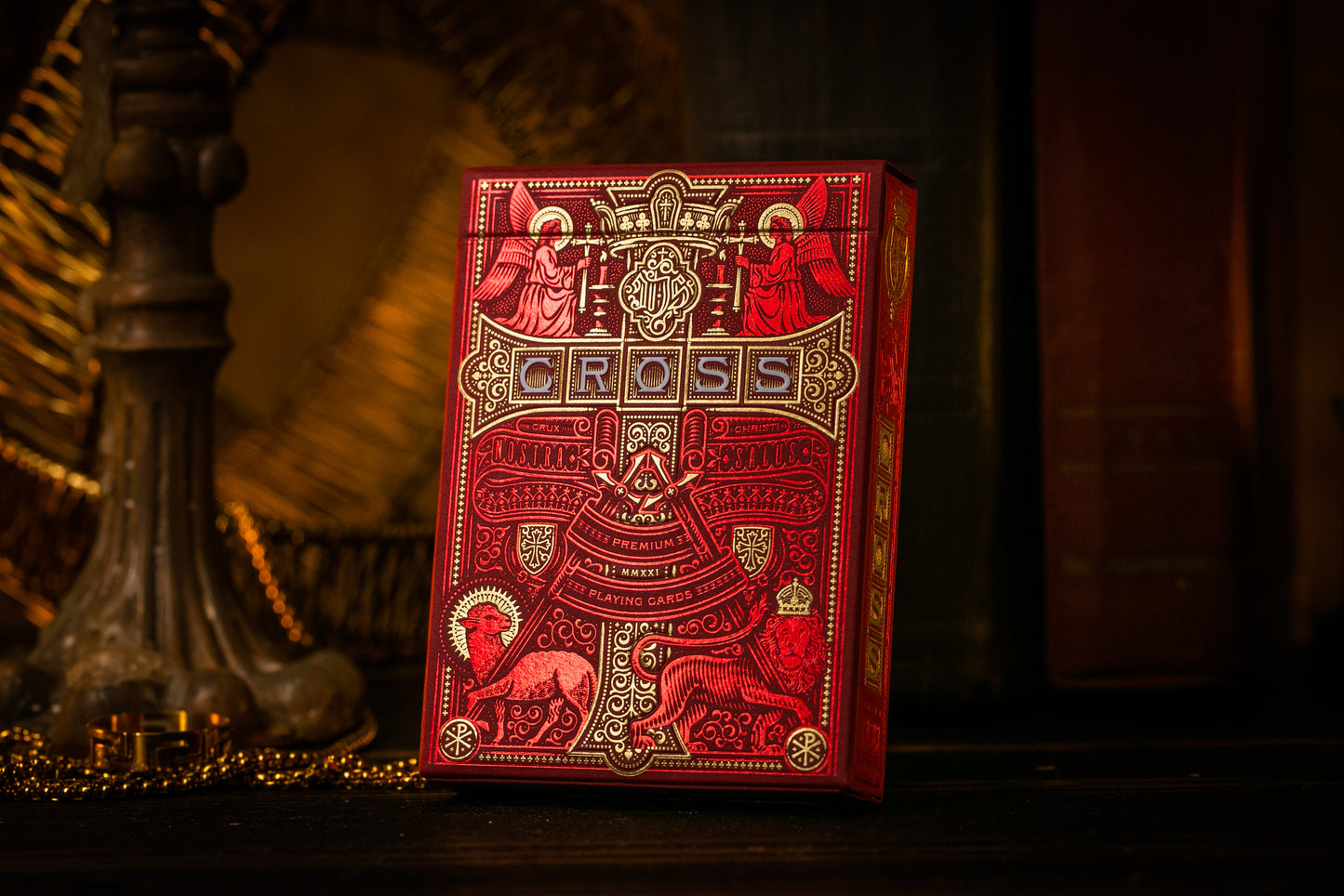 The Cross Playing Cards - Maroon Martyrs Edition Playing Cards by Riffle Shuffle Playing Card Company