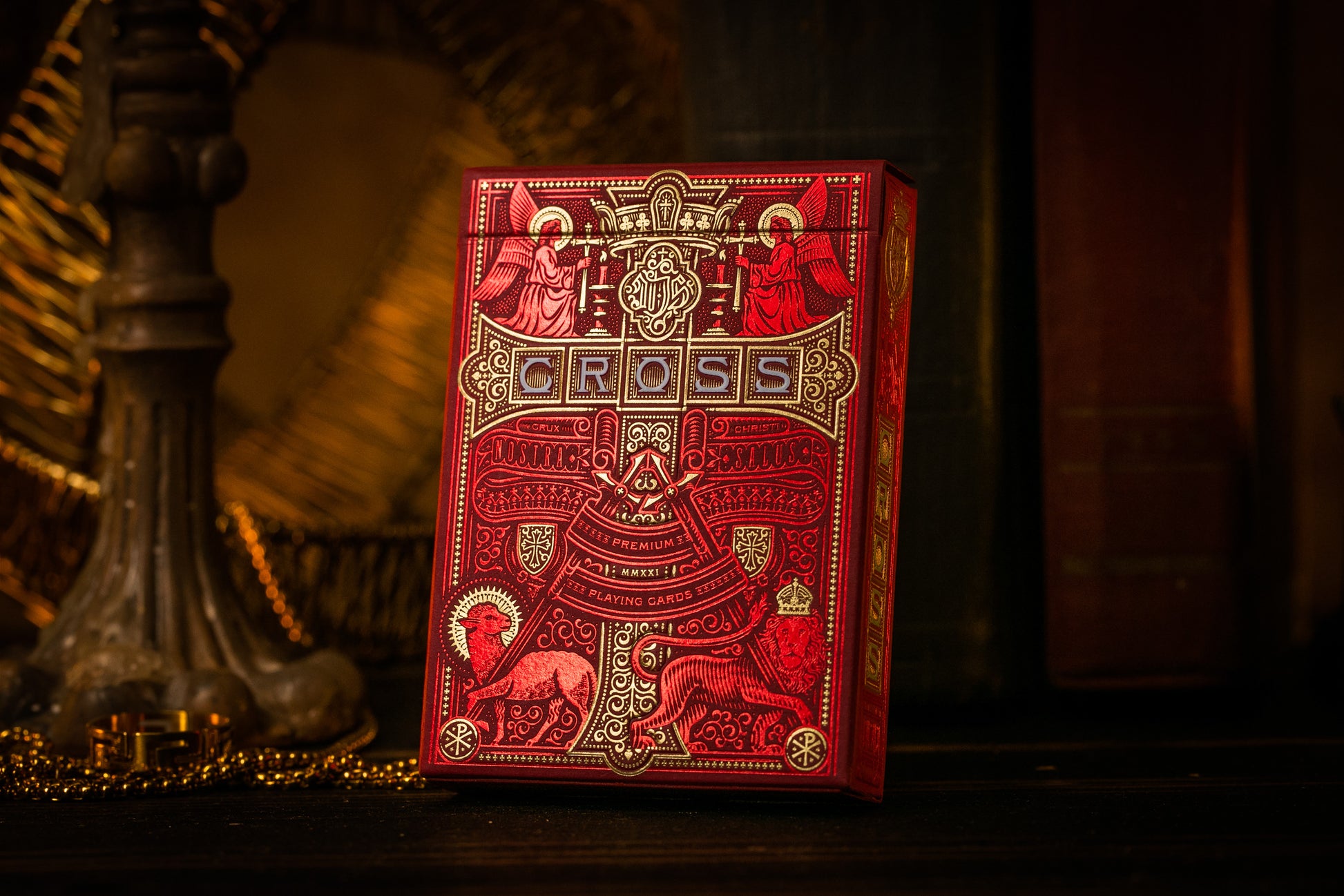 The Cross Playing Cards - Maroon Martyrs Edition Playing Cards by Riffle Shuffle Playing Card Company