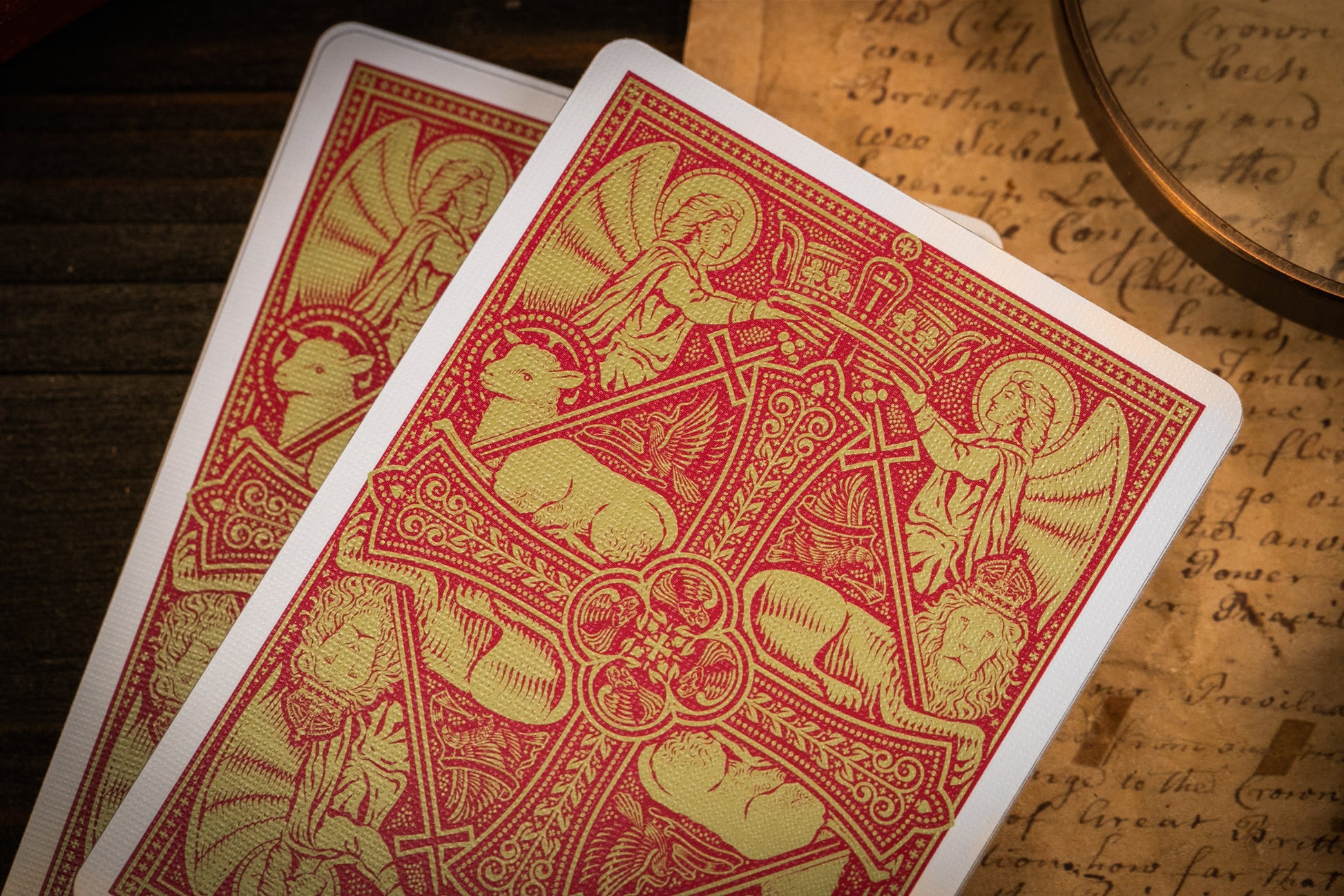 The Cross Playing Cards - Maroon Martyrs Edition Playing Cards by Riffle Shuffle Playing Card Company