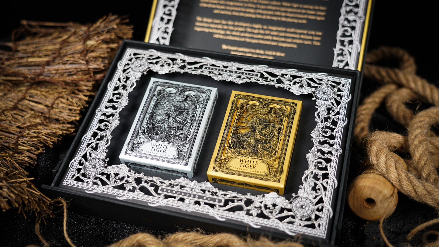 White Tiger Black Gold Box Set Playing Cards by Ark Playing Cards