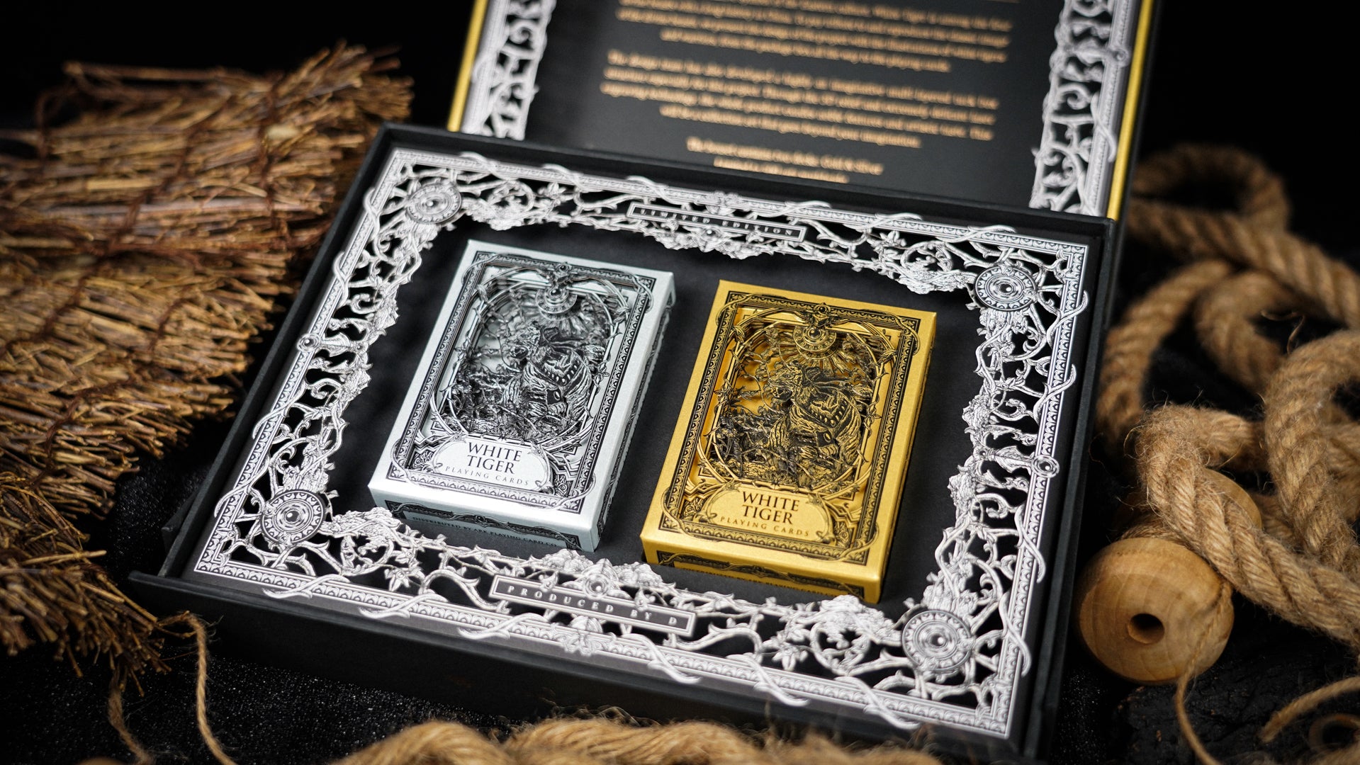 White Tiger Black Gold Box Set Playing Cards by Ark Playing Cards
