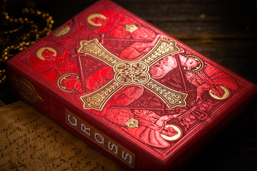 The Cross Playing Cards - Maroon Martyrs Edition Playing Cards by Riffle Shuffle Playing Card Company