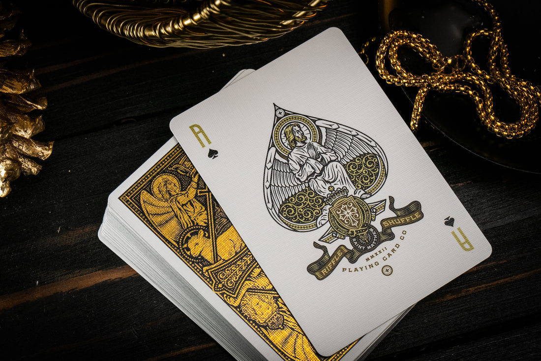 The Cross Playing Cards - Golden Grace Foiled Edition Playing Cards by Riffle Shuffle Playing Card Company