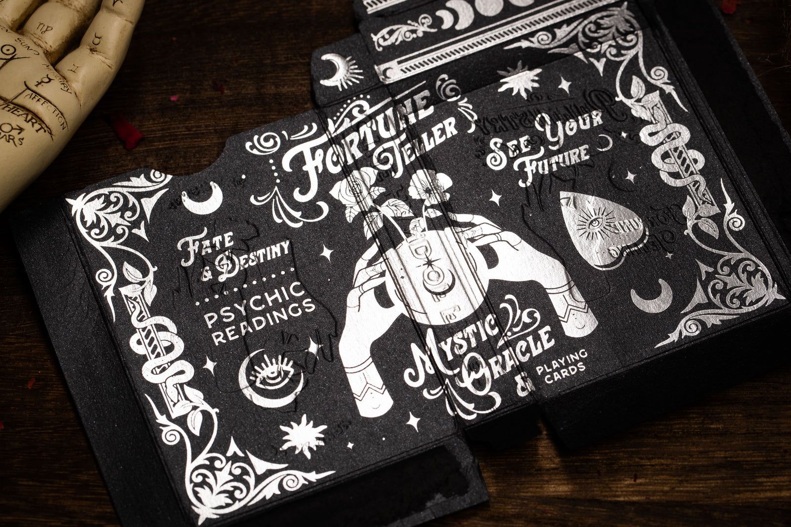 Silver Sable Palmistry Playing Cards Playing Cards by Riffle Shuffle Playing Card Company
