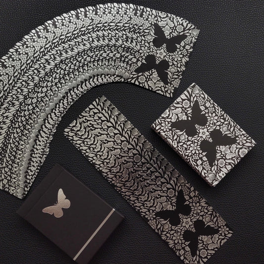 Butterfly Playing Cards Black & Silver Unmarked Playing Cards by Butterfly Playing Cards