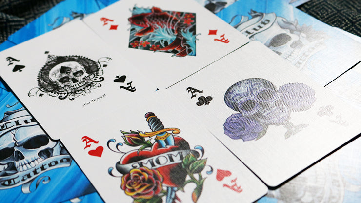 Blue Bicycle Club Tattoo Playing Cards Playing Cards by US Playing Card Co.