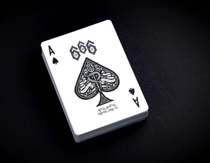 666 Cobalt Blue Playing Cards Playing Cards by Riffle Shuffle Playing Card Company