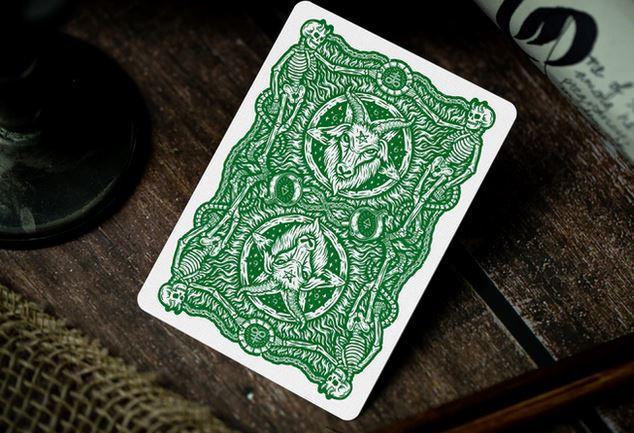 666 Emerald Hellfire Playing Cards Green by Riffle Shuffle Playing Cards by RarePlayingCards.com