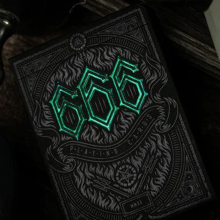 666 Emerald Hellfire Playing Cards Green by Riffle Shuffle Playing Cards by RarePlayingCards.com