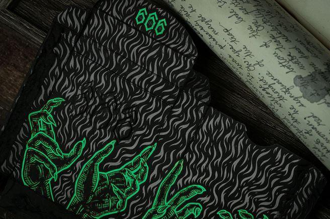 666 Emerald Hellfire Playing Cards Green by Riffle Shuffle Playing Cards by RarePlayingCards.com
