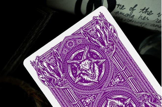 666 Purple Inferno Playing Cards by Riffle Shuffle Playing Cards by RarePlayingCards.com