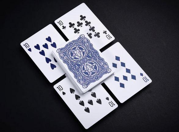 666 Cobalt Blue Playing Cards Playing Cards by Riffle Shuffle Playing Card Company