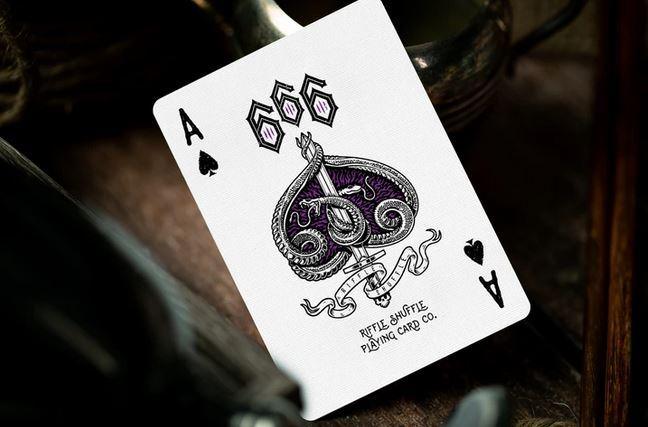 666 Purple Inferno Playing Cards by Riffle Shuffle Playing Cards by RarePlayingCards.com