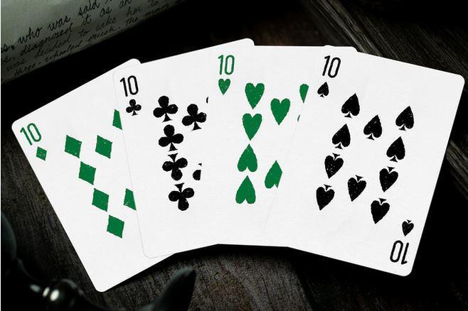 666 Emerald Hellfire Playing Cards Green by Riffle Shuffle Playing Cards by RarePlayingCards.com