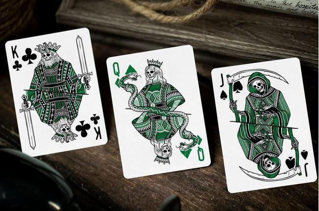 666 Emerald Hellfire Playing Cards Green by Riffle Shuffle Playing Cards by RarePlayingCards.com