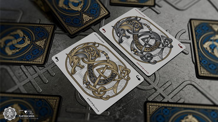 Valhalla Viking Sapphire Playing Cards - Gilded Playing Cards by Gamblers Warehouse