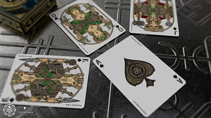 Valhalla Viking Sapphire Playing Cards - Gilded Playing Cards by Gamblers Warehouse