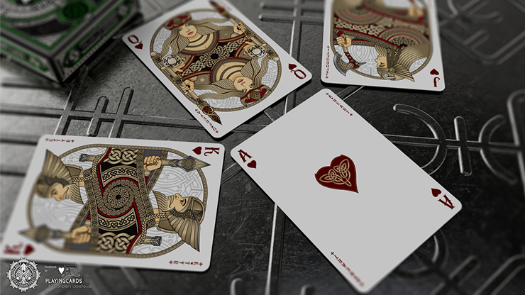 Valhalla Viking Playing Cards - Gilded Emerald Playing Cards by Gamblers Warehouse