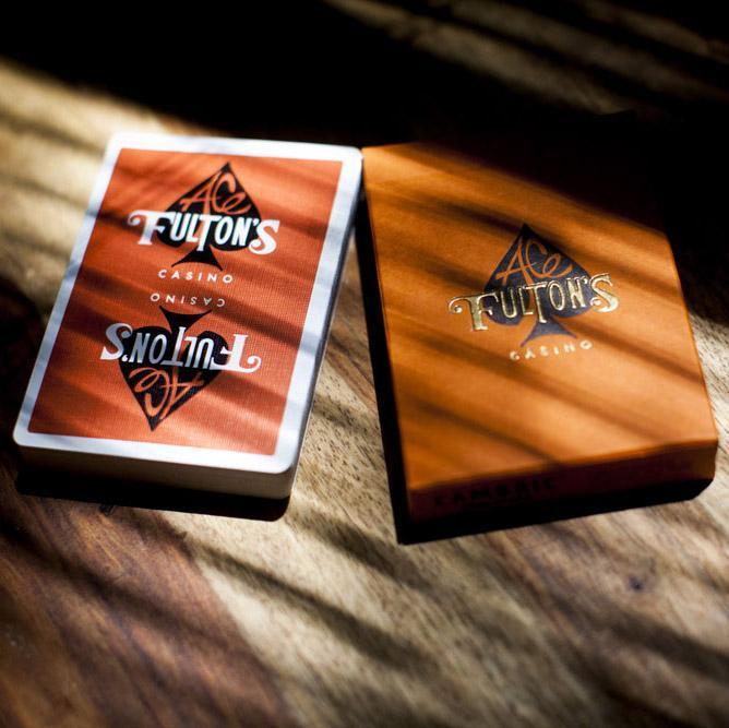 Fulton 10 Year Anniversary Sunset Orange (Disco Gold Gilded) Playing Cards