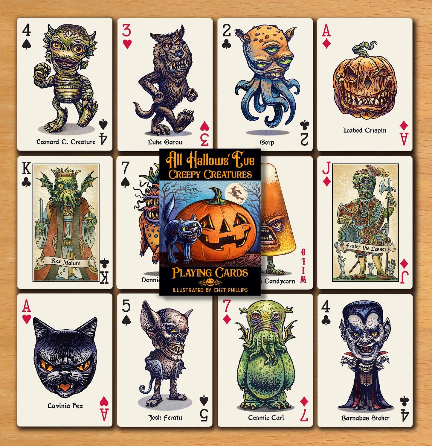 All Hallows Eve Creepy Creatures Playing Cards by ChetArt