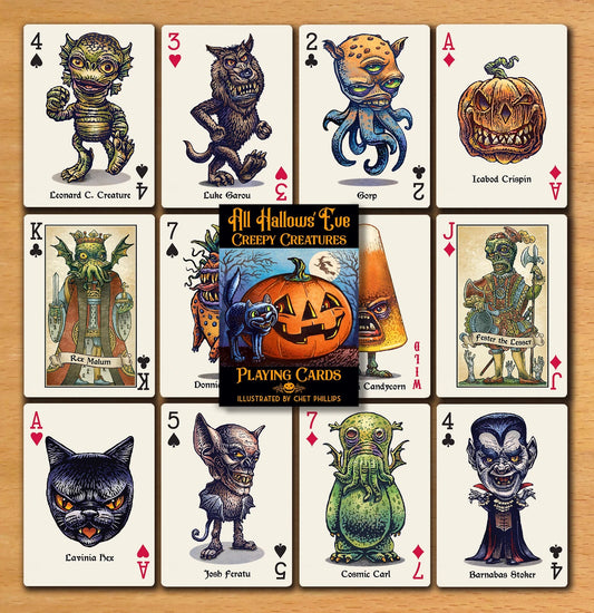All Hallows Eve Creepy Creatures Playing Cards by ChetArt