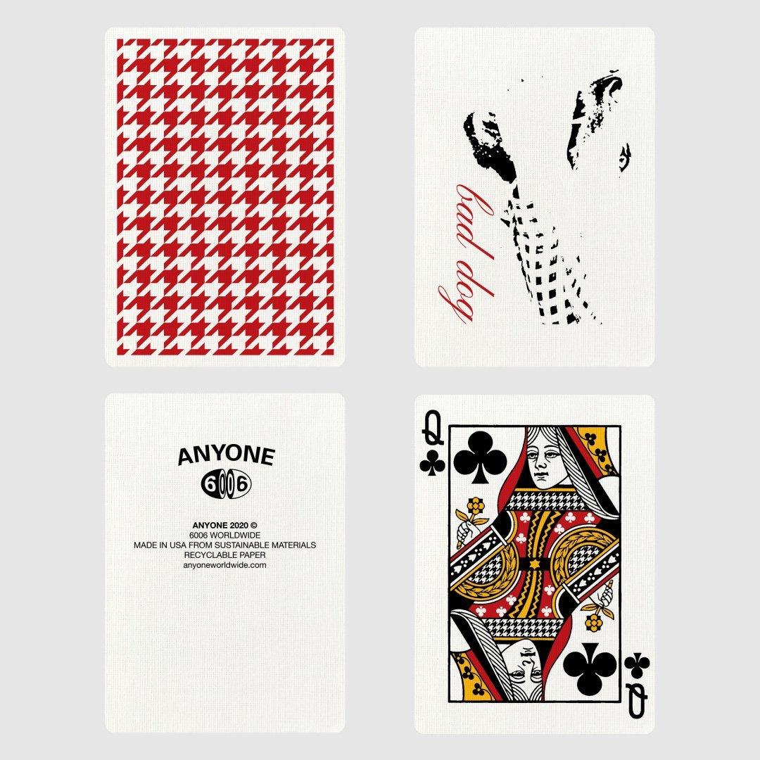 Anyone Worldwide Red Houndstooth Playing Cards by Anyone Worldwide