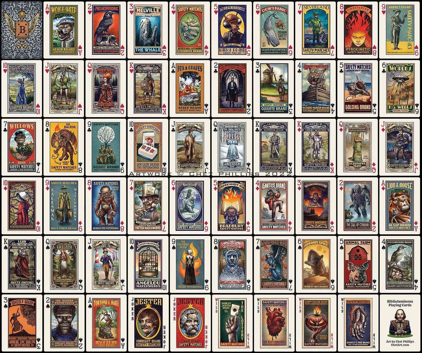Biblioluminous Playing Card Deck Playing Cards by ChetArt