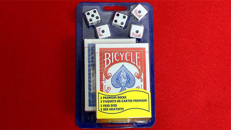 Bicycle 2 Decks Standard Poker and 5 Dice Set Playing Cards by US Playing Card Co.