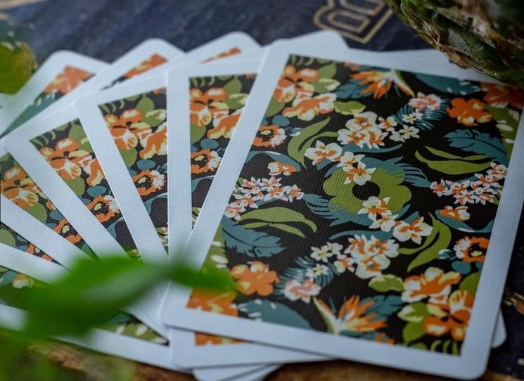 Black Flora Playing Cards Playing Cards by RarePlayingCards.com
