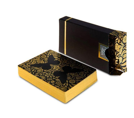 Unmarked Butterfly Playing Cards BLACK & GOLD Playing Cards by Ondrej Psenicka
