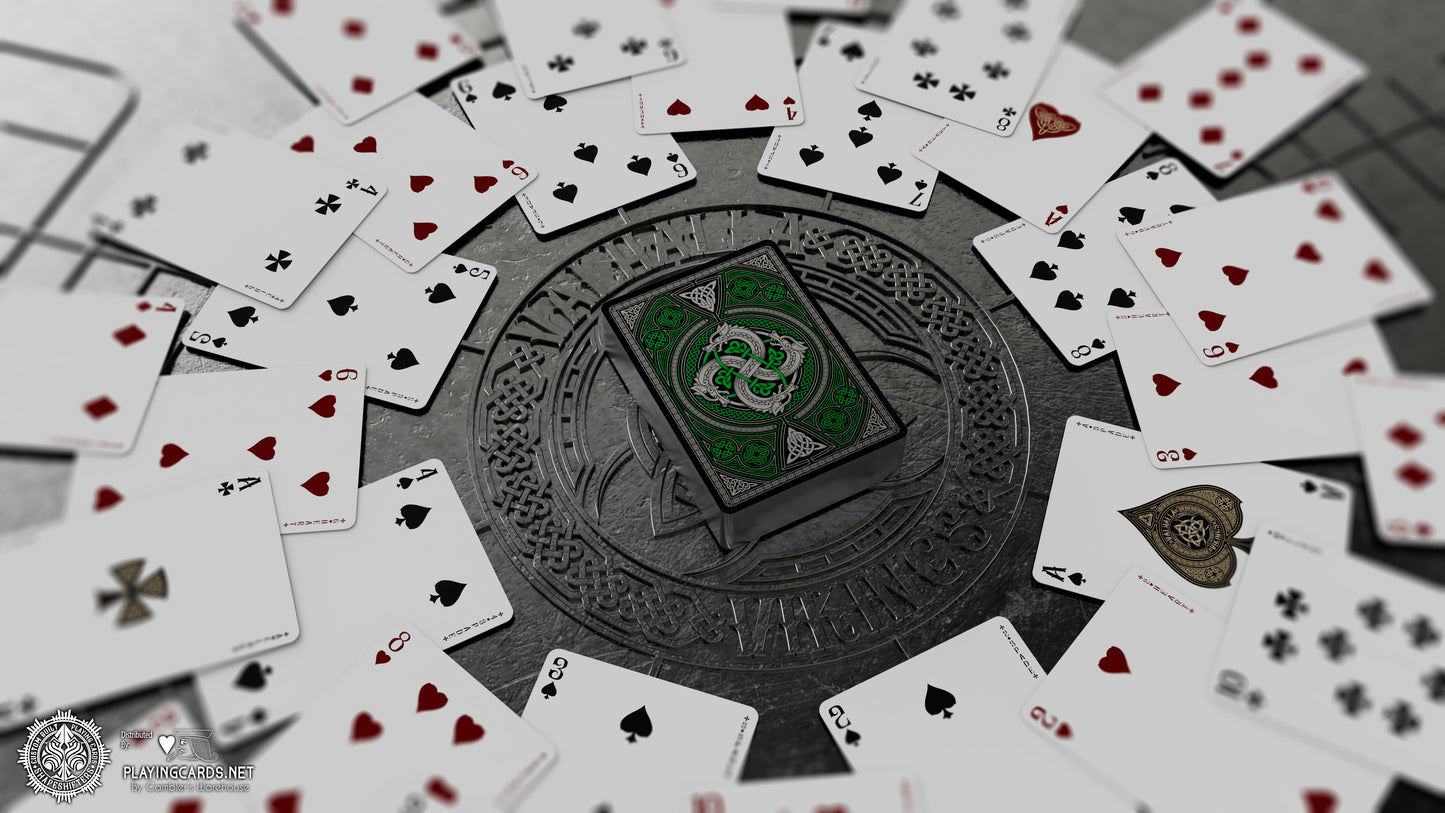 Valhalla Viking Playing Cards - Gilded Emerald Playing Cards by Gamblers Warehouse