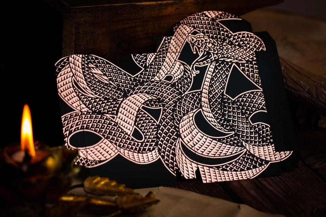 Devil's in the Details - Rose Gold in Leather Pouch Playing Cards by Riffle Shuffle Playing Card Company