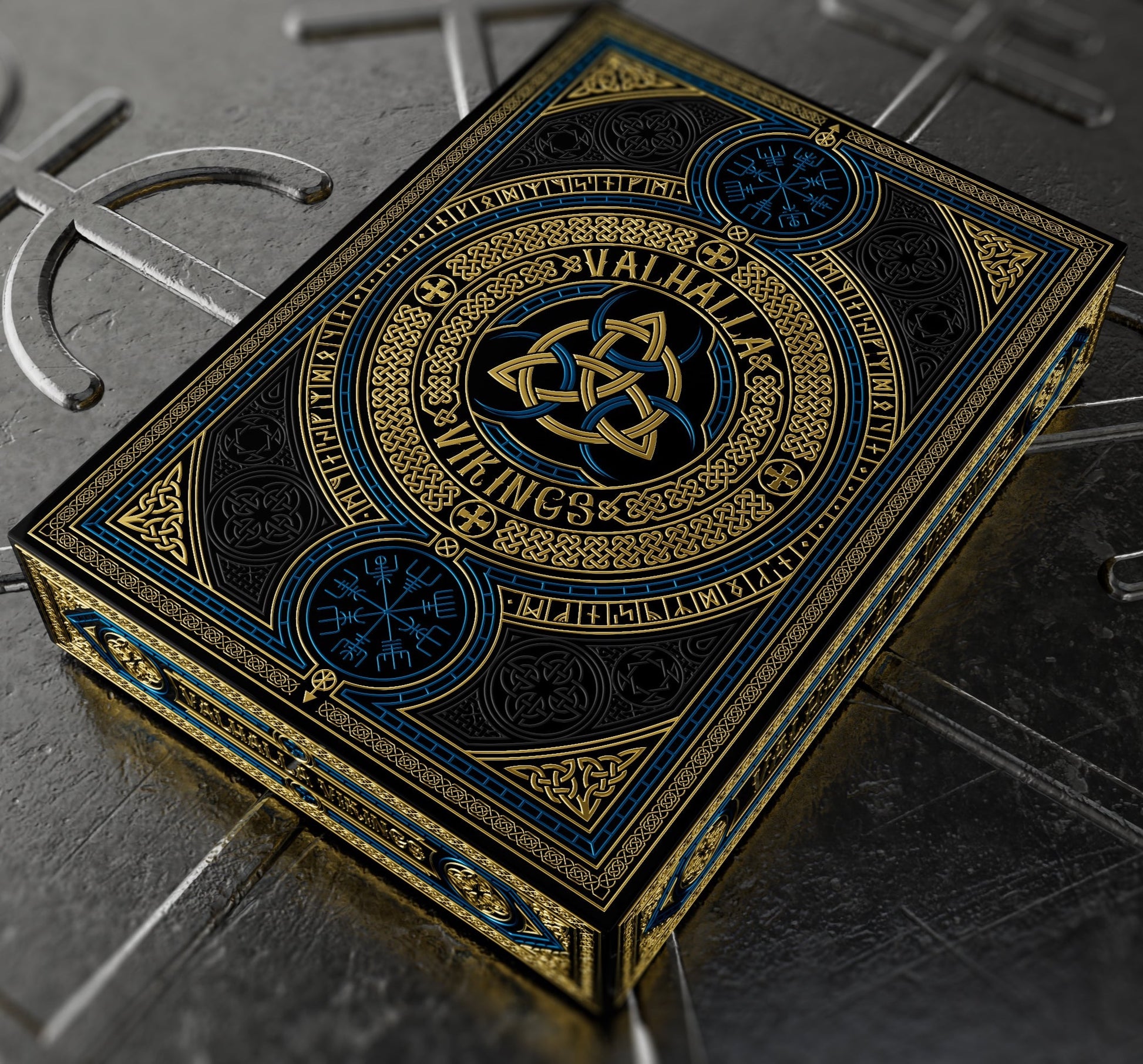 Valhalla Viking Sapphire Playing Cards - Gilded Playing Cards by Gamblers Warehouse