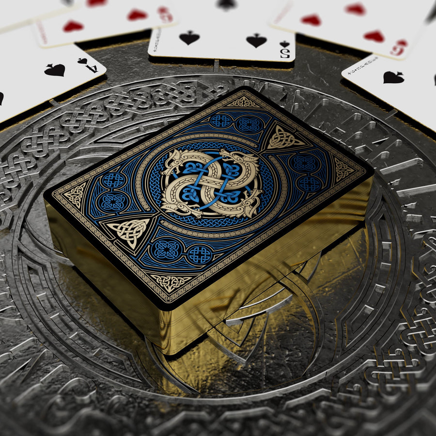 Valhalla Viking Sapphire Playing Cards - Gilded Playing Cards by Gamblers Warehouse