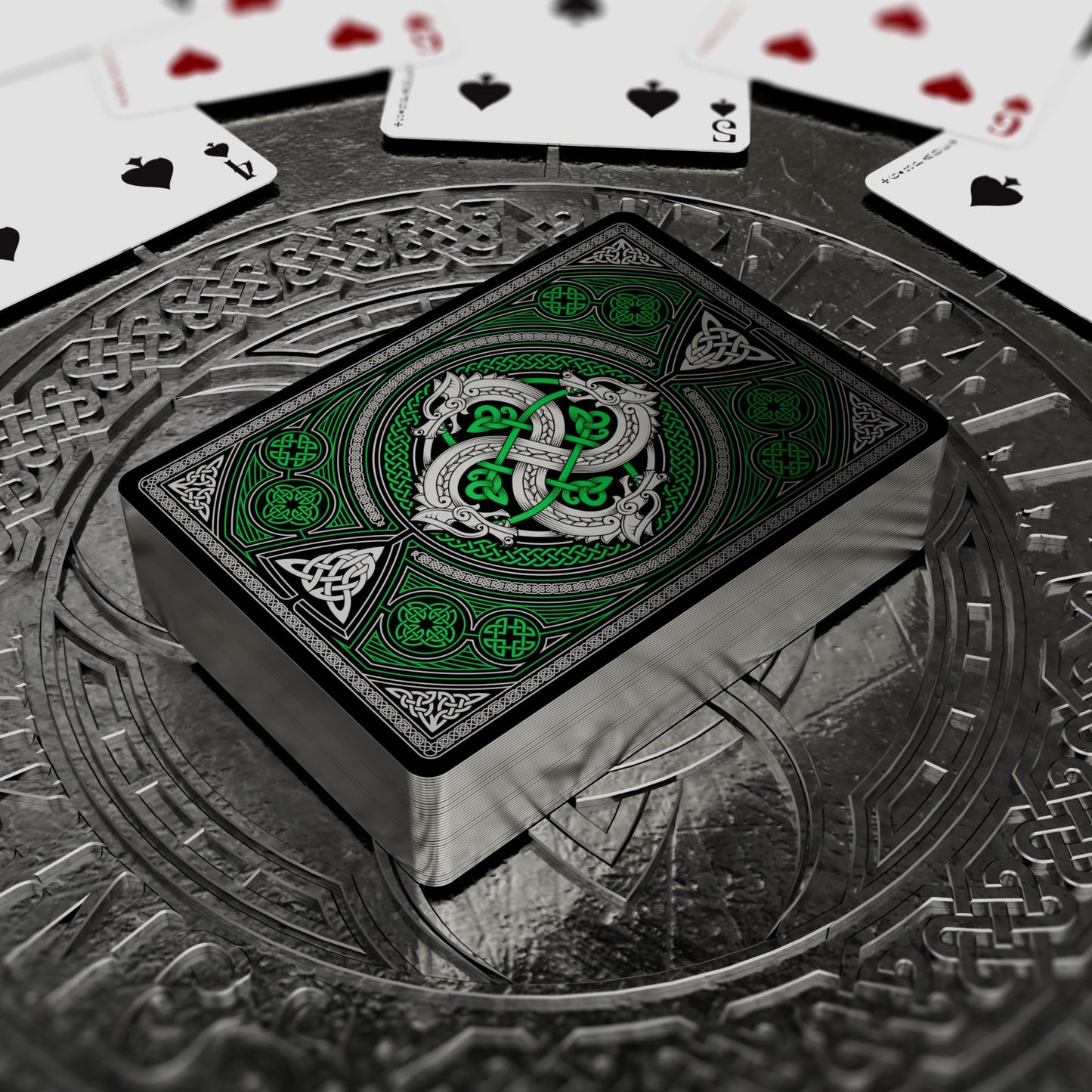 Valhalla Viking Playing Cards - Gilded Emerald Playing Cards by Gamblers Warehouse