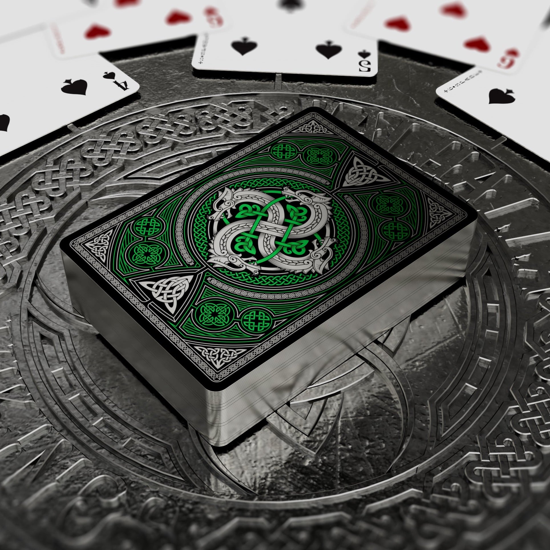 Valhalla Viking Playing Cards - Gilded Emerald Playing Cards by Gamblers Warehouse