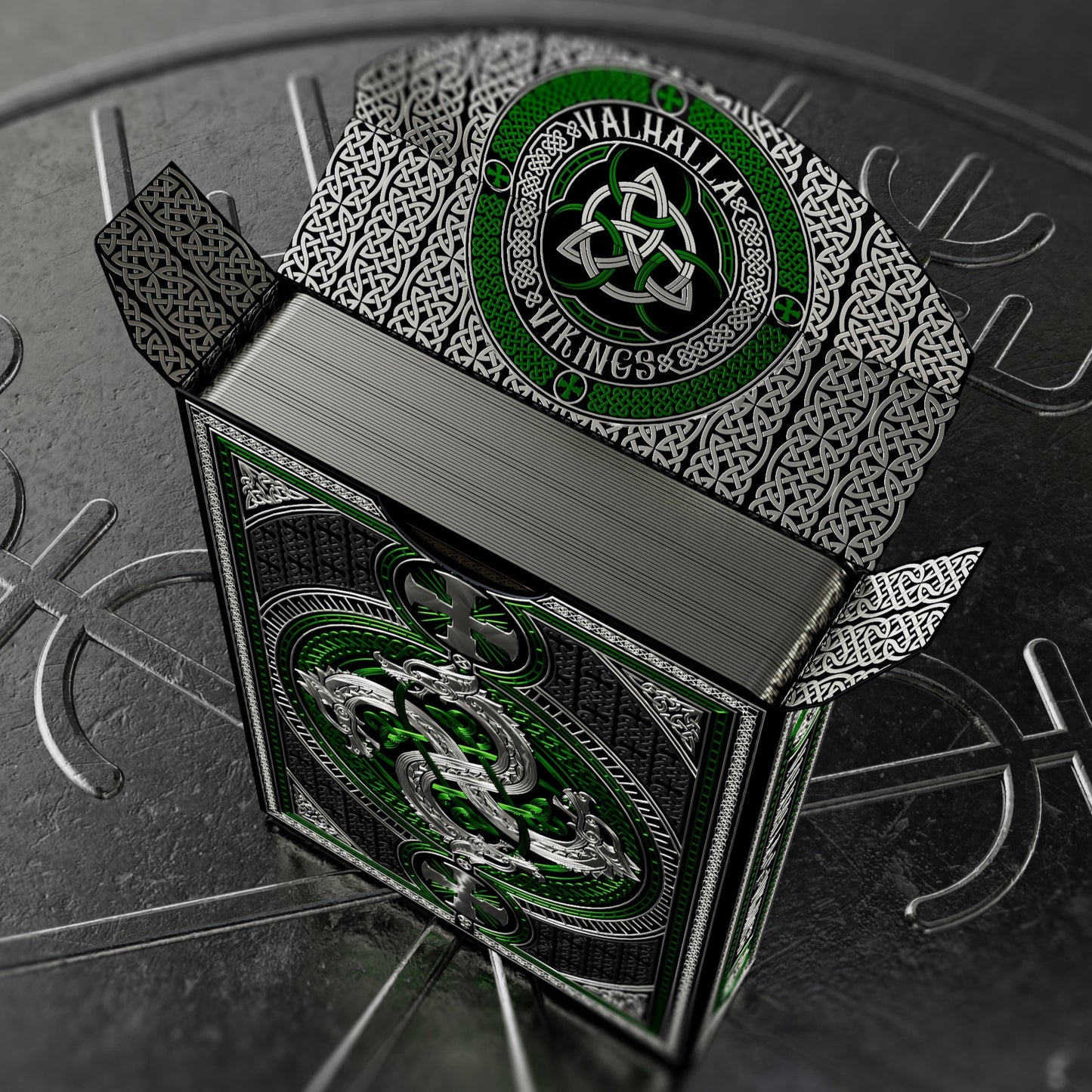 Valhalla Viking Playing Cards - Gilded Emerald Playing Cards by Gamblers Warehouse