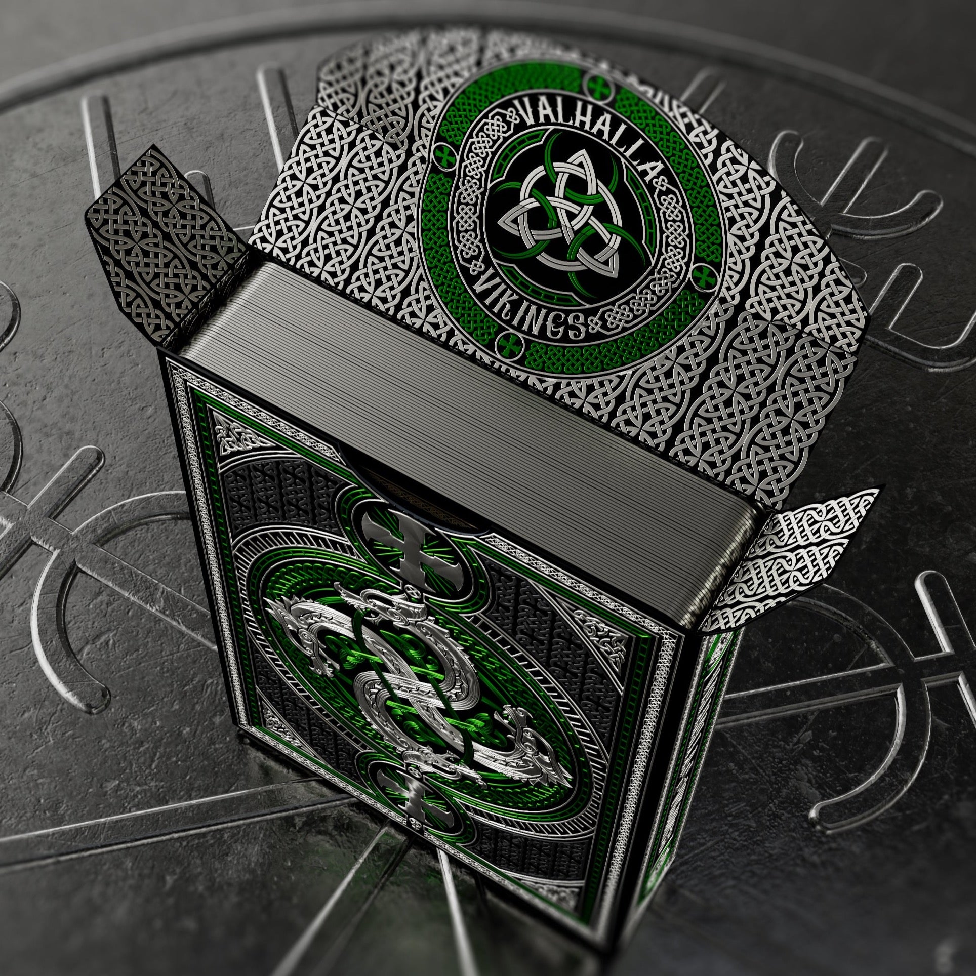 Valhalla Viking Playing Cards - Gilded Emerald Playing Cards by Gamblers Warehouse