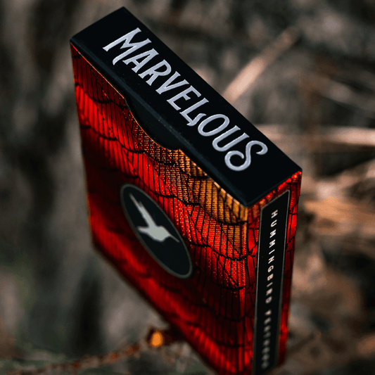 Red Marvelous Hummingbird Feathers Playing Cards Playing Cards by Marvelous Decks Playing Cards