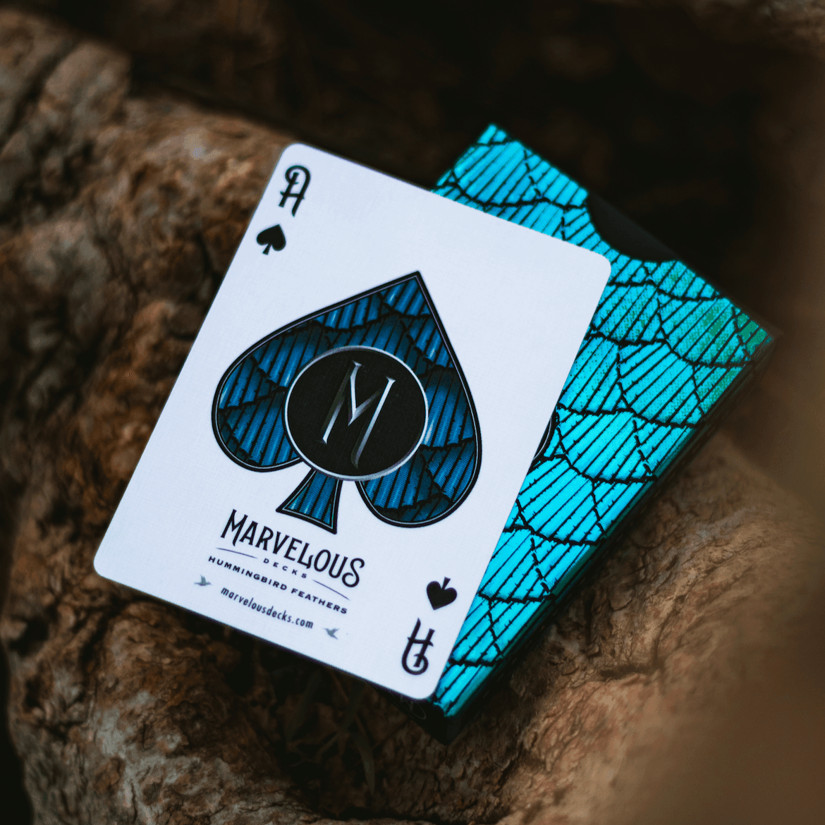 Marvelous Hummingbird Feathers Playing Cards Blue Playing Cards by Marvelous Decks Playing Cards