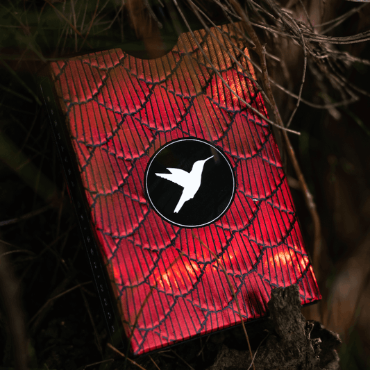 Red Marvelous Hummingbird Feathers Playing Cards Playing Cards by Marvelous Decks Playing Cards