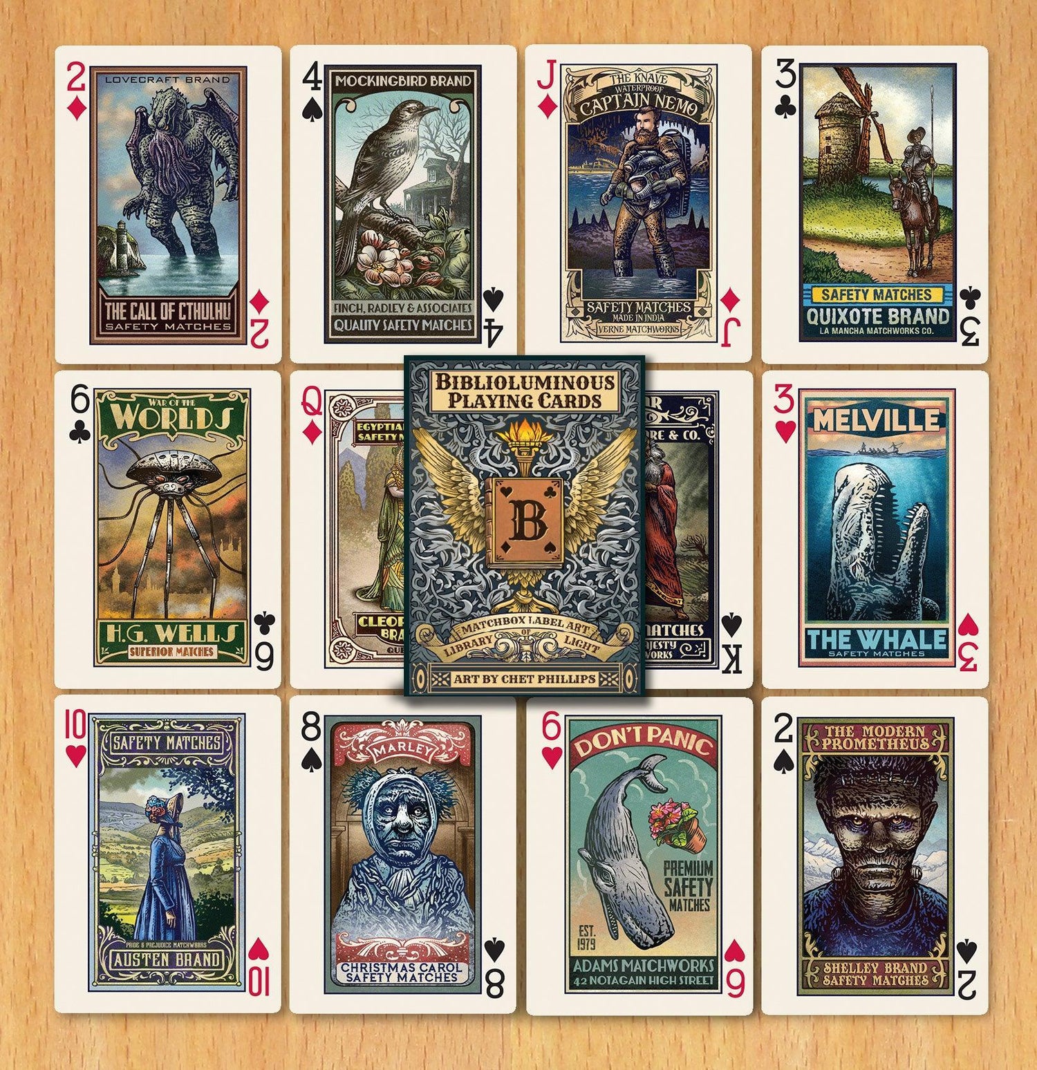 Biblioluminous Playing Card Deck Playing Cards by ChetArt