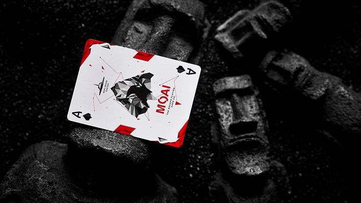 Moai Playing Cards - Red Edition Playing Cards by Bocopo Playing Card Co.