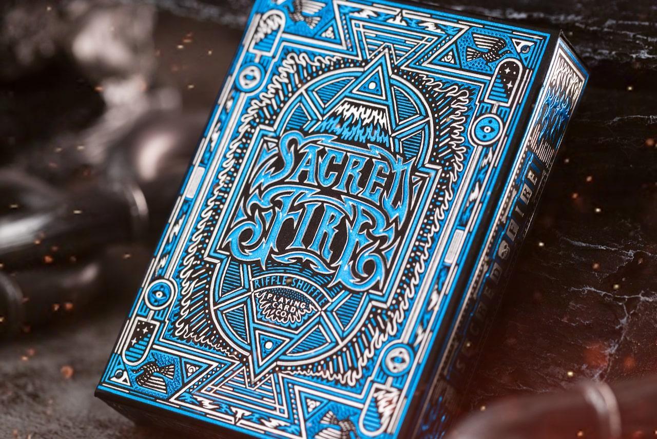Sacred Fire Playing Cards - Sapphire Blaze Edition Playing Cards by Riffle Shuffle Playing Card Company