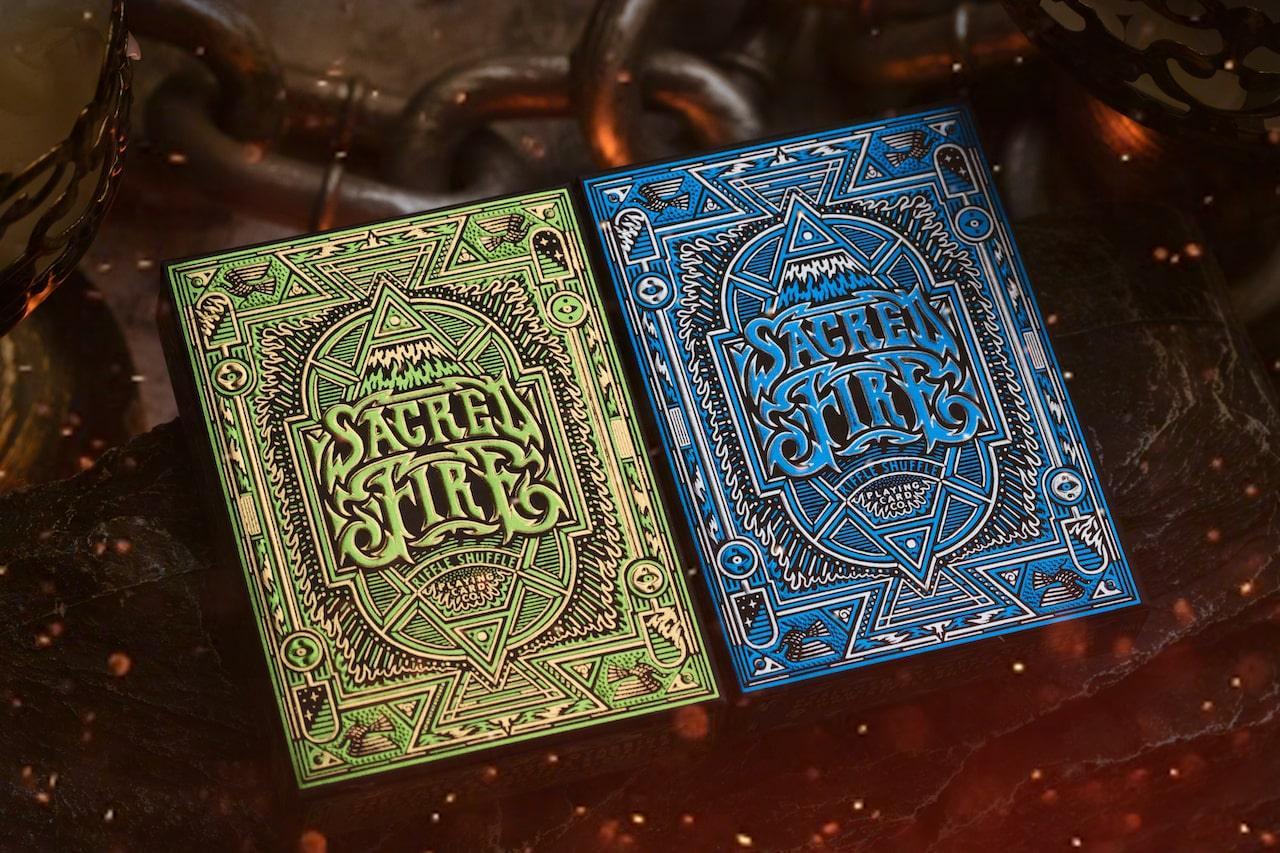 Sacred Fire Playing Cards - Emerald Flare Edition Playing Cards by Riffle Shuffle Playing Card Company