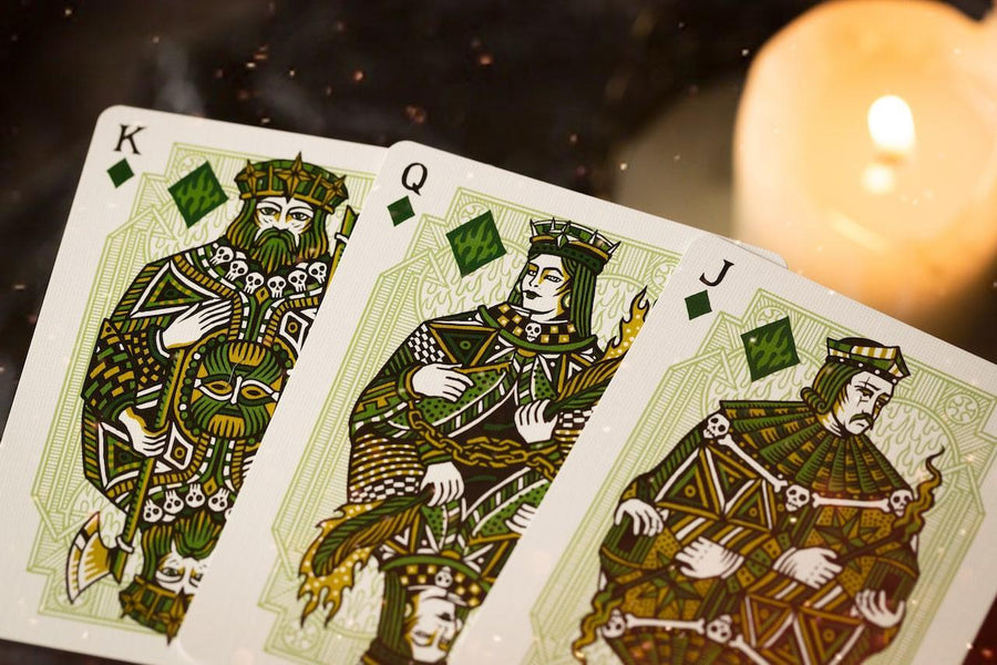 Sacred Fire Playing Cards by Riffle Shuffle - Emerald Flare 