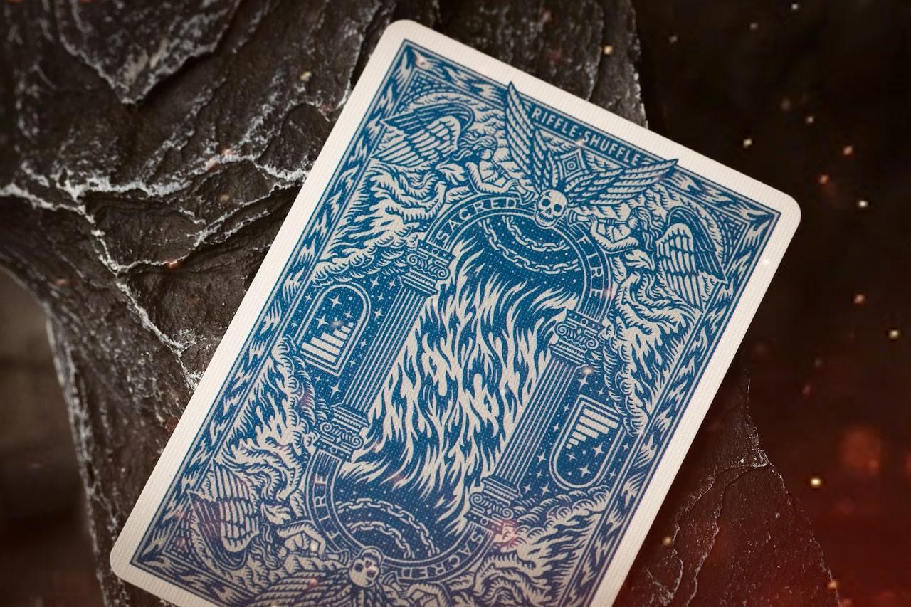 Sacred Fire Playing Cards - Sapphire Blaze Edition Playing Cards by Riffle Shuffle Playing Card Company