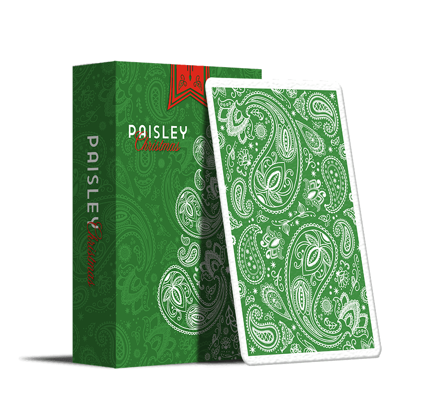 Christmas Playing Cards - Paisley Metallic Green Playing Cards by The Dutch Card House Company