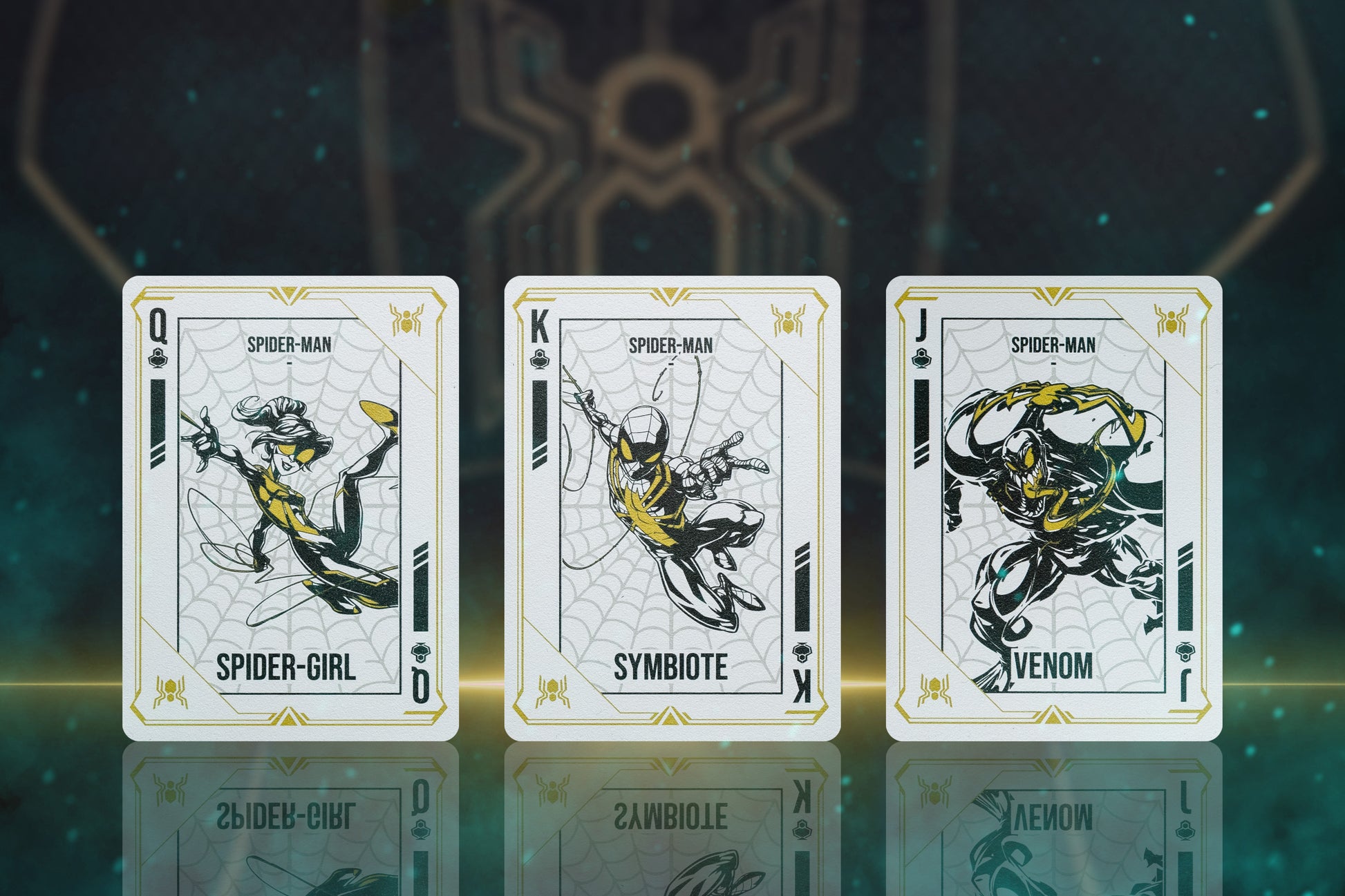 Spider Man Playing Cards - PVC Black & Gold Playing Cards by Card Mafia