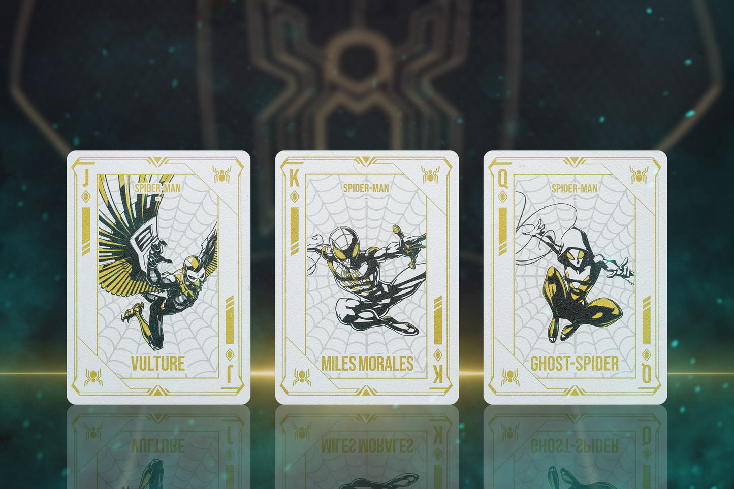 Spider Man Playing Cards - PVC Black & Gold Playing Cards by Card Mafia